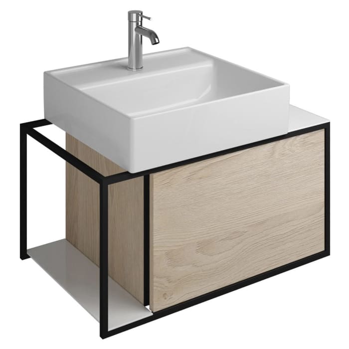 burgbad Junit Waschtischkombination mit Keramik-Waschtisch Links 76,5 cm