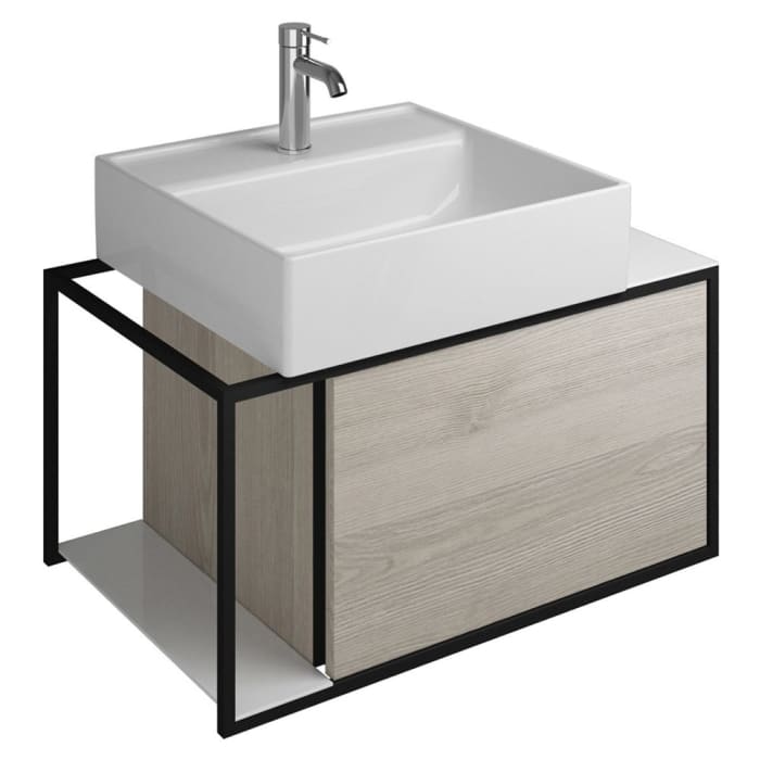 burgbad Junit Waschtischkombination mit Keramik-Waschtisch Links 76,5 cm