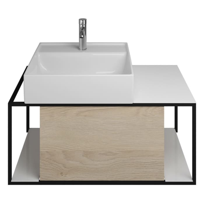 burgbad Junit Waschtischkombination mit Keramik-Aufsatzwaschtisch 76,5 cm, Handtuchhalter rechts