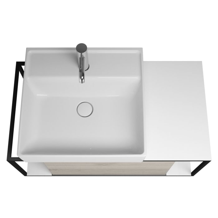 burgbad Junit Waschtischkombination mit Keramik-Aufsatzwaschtisch 76,5 cm, Handtuchhalter rechts