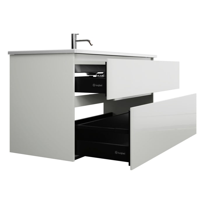 burgbad Lin20 Waschtischunterschrank mit Keramik-Waschtisch 123 cm, 2 Auszüge