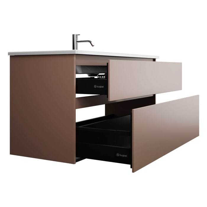 burgbad Lin20 Waschtischunterschrank mit Keramik-Waschtisch 123 cm, 2 Auszüge