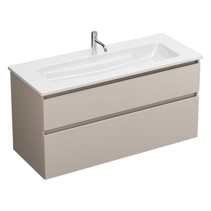 burgbad Lin20 Waschtischunterschrank mit Keramik-Waschtisch 123 cm, 2 Auszüge