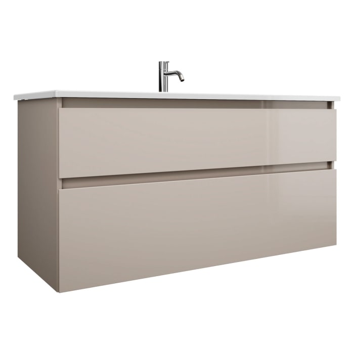 burgbad Lin20 Waschtischunterschrank mit Keramik-Waschtisch 123 cm, 2 Auszüge