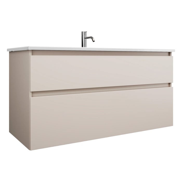 burgbad Lin20 Waschtischunterschrank mit Keramik-Waschtisch 123 cm, 2 Auszüge