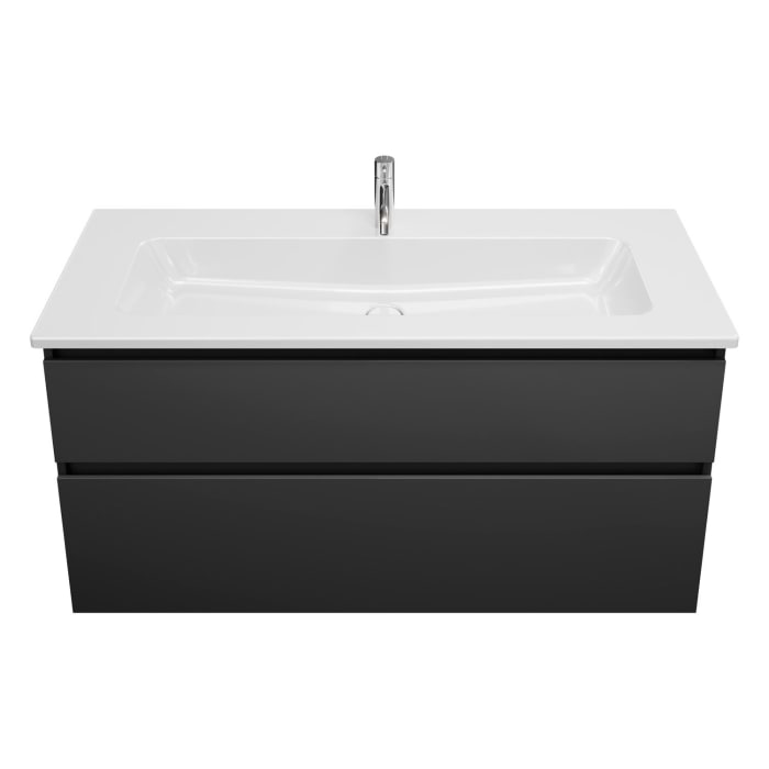 burgbad Lin20 Waschtischunterschrank mit Keramik-Waschtisch 123 cm, 2 Auszüge