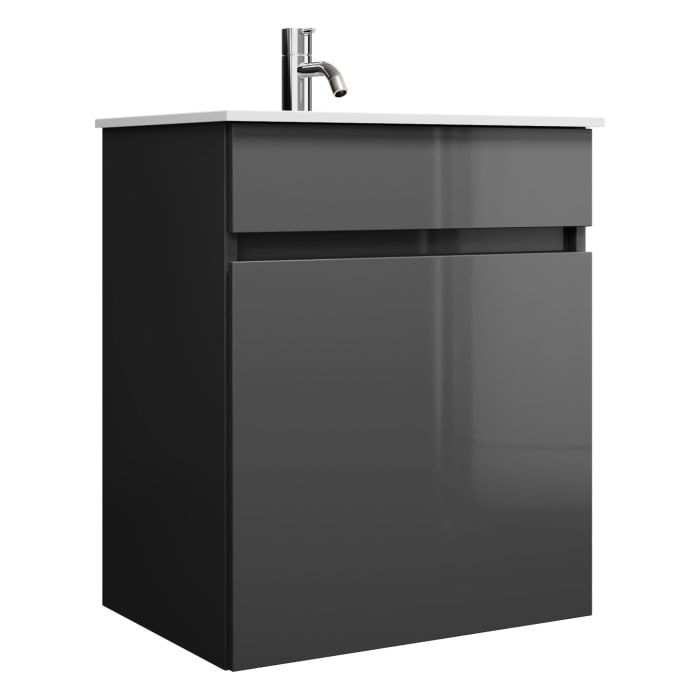 burgbad Lin20 Waschtischunterschrank mit Mineralguss-Waschtisch 52 cm, 1 Auszug