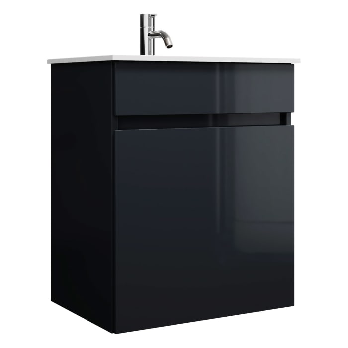 burgbad Lin20 Waschtischunterschrank mit Mineralguss-Waschtisch 52 cm, 1 Auszug