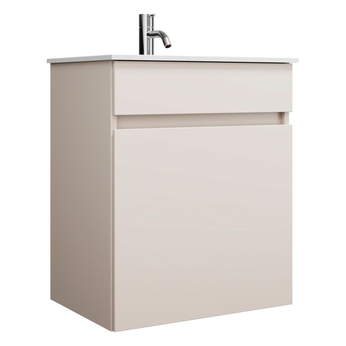 burgbad Lin20 Waschtischunterschrank mit Mineralguss-Waschtisch 52 cm, 1 Auszug