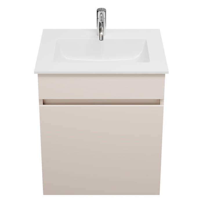 burgbad Lin20 Waschtischunterschrank mit Mineralguss-Waschtisch 52 cm, 1 Auszug