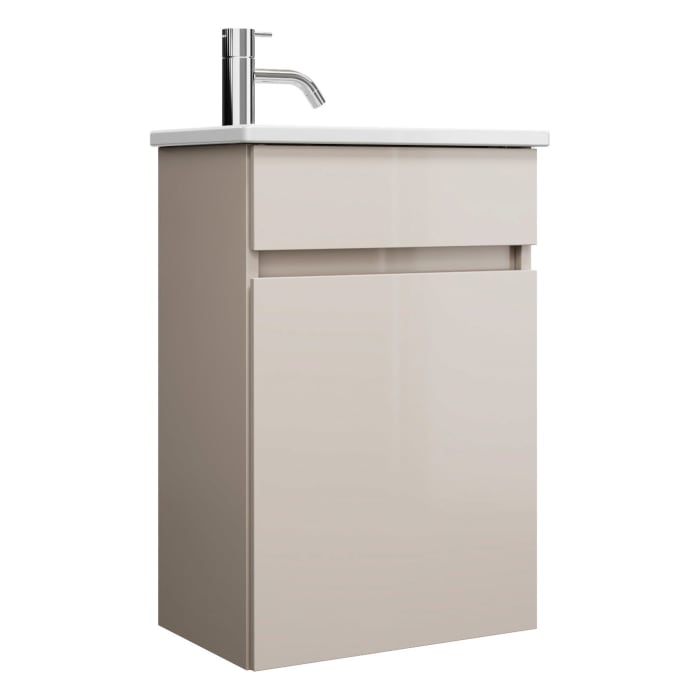 burgbad Lin20 Waschtischunterschrank mit Keramik-Waschtisch 43 cm, 1 Tür, rechts