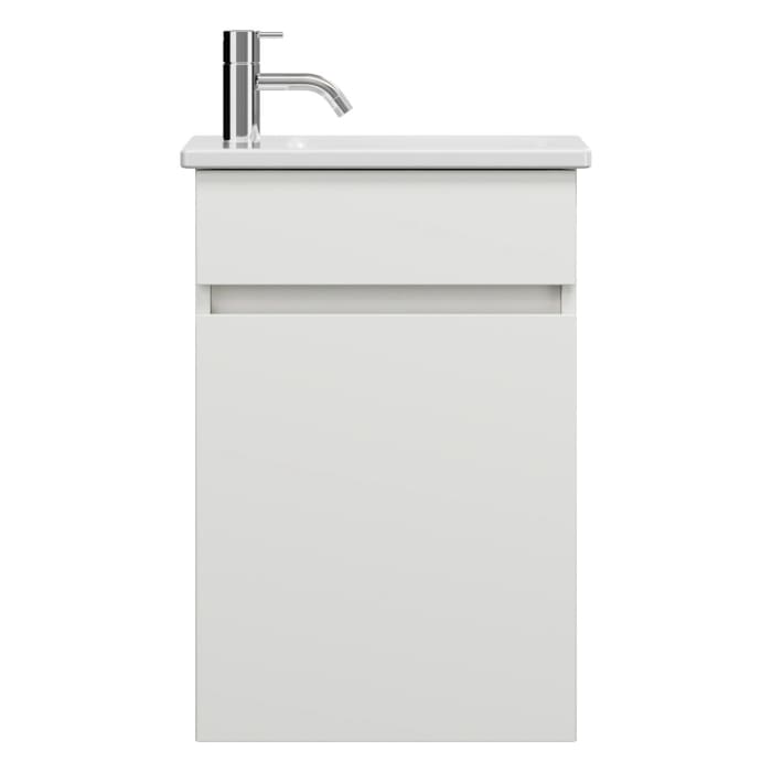 burgbad Lin20 Waschtischunterschrank mit Keramik-Waschtisch 43 cm, 1 Tür, rechts