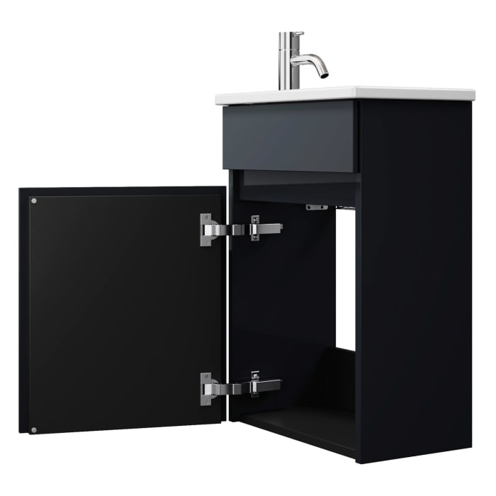 burgbad Lin20 Waschtischunterschrank mit Keramik-Waschtisch 43 cm, 1 Tür, rechts