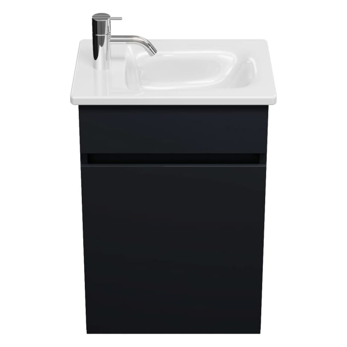 burgbad Lin20 Waschtischunterschrank mit Keramik-Waschtisch 43 cm, 1 Tür, rechts