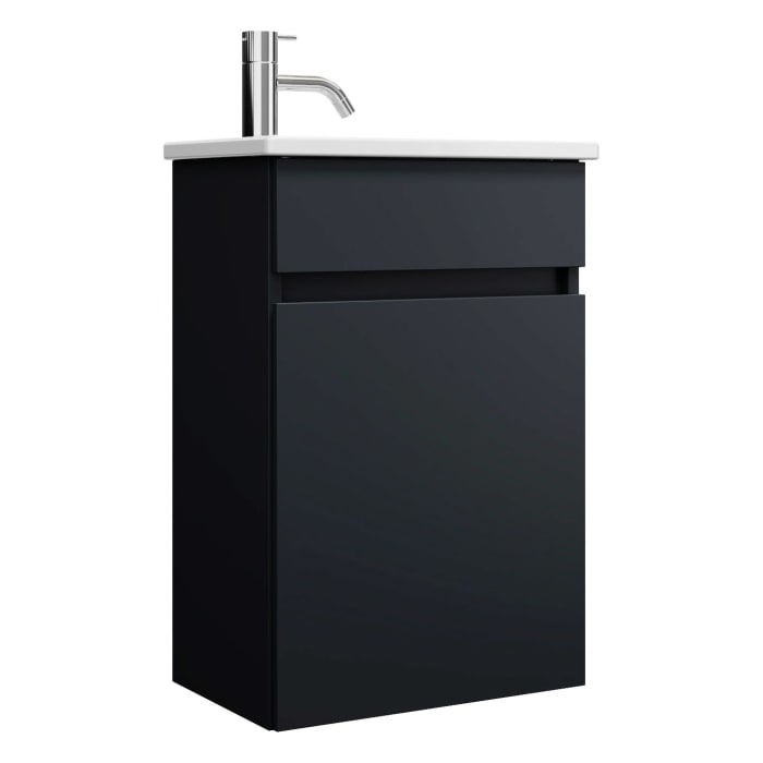 burgbad Lin20 Waschtischunterschrank mit Keramik-Waschtisch 43 cm, 1 Tür, rechts