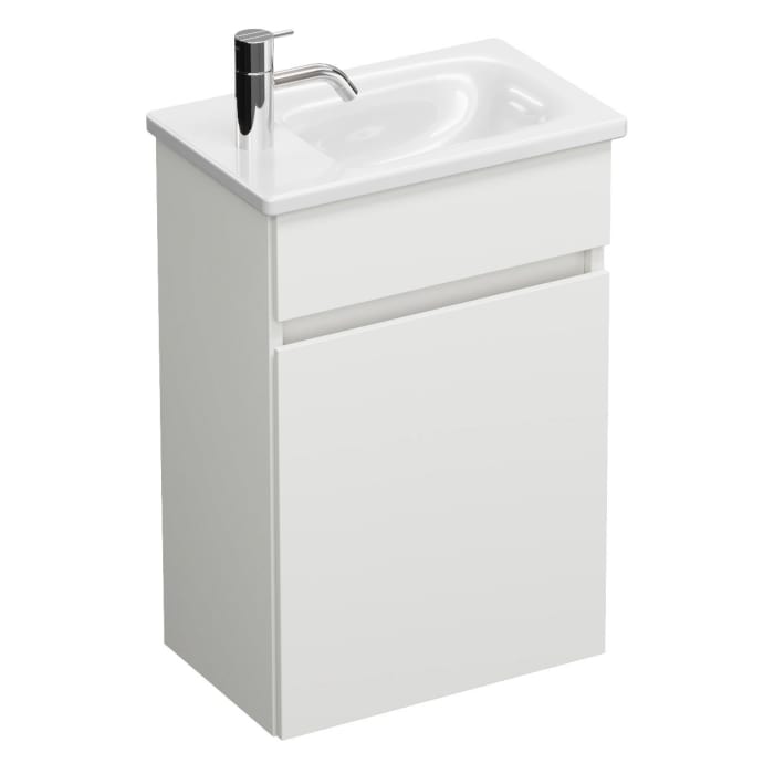 burgbad Lin20 Waschtischunterschrank mit Keramik-Waschtisch 43 cm, 1 Tür, rechts