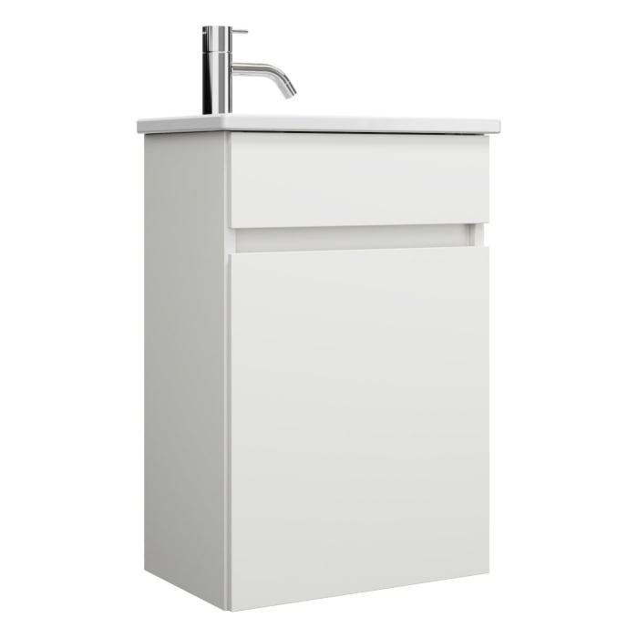 burgbad Lin20 Waschtischunterschrank mit Keramik-Waschtisch 43 cm, 1 Tür, rechts