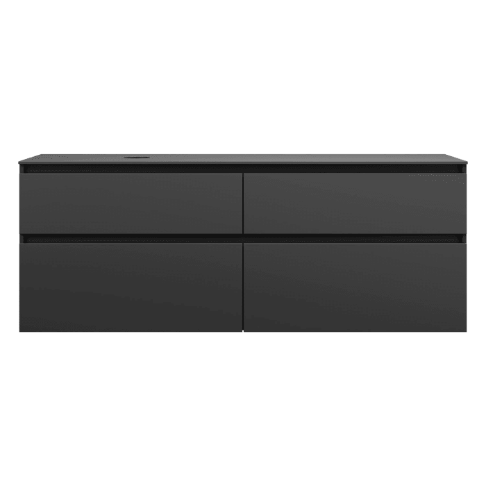 burgbad Lin20 Waschtischunterschrank mit Konsolenplatte 160 cm, 4 Auszüge, Beckenausschnitt links