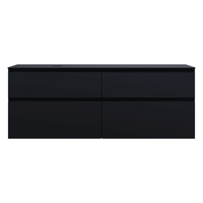 burgbad Lin20 Waschtischunterschrank mit Konsolenplatte 160 cm, 4 Auszüge, Beckenausschnitt links