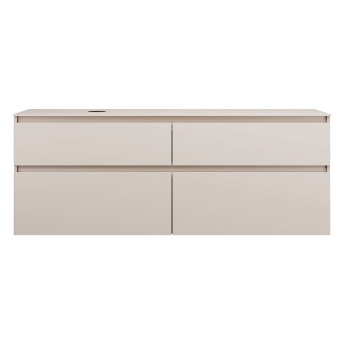 burgbad Lin20 Waschtischunterschrank mit Konsolenplatte 160 cm, 4 Auszüge, Beckenausschnitt links