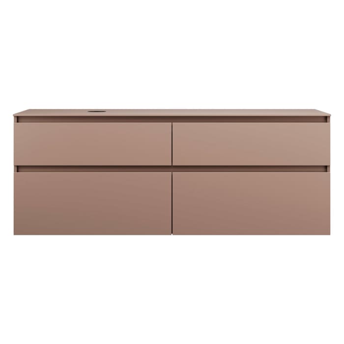 burgbad Lin20 Waschtischunterschrank mit Konsolenplatte 160 cm, 4 Auszüge, Beckenausschnitt links