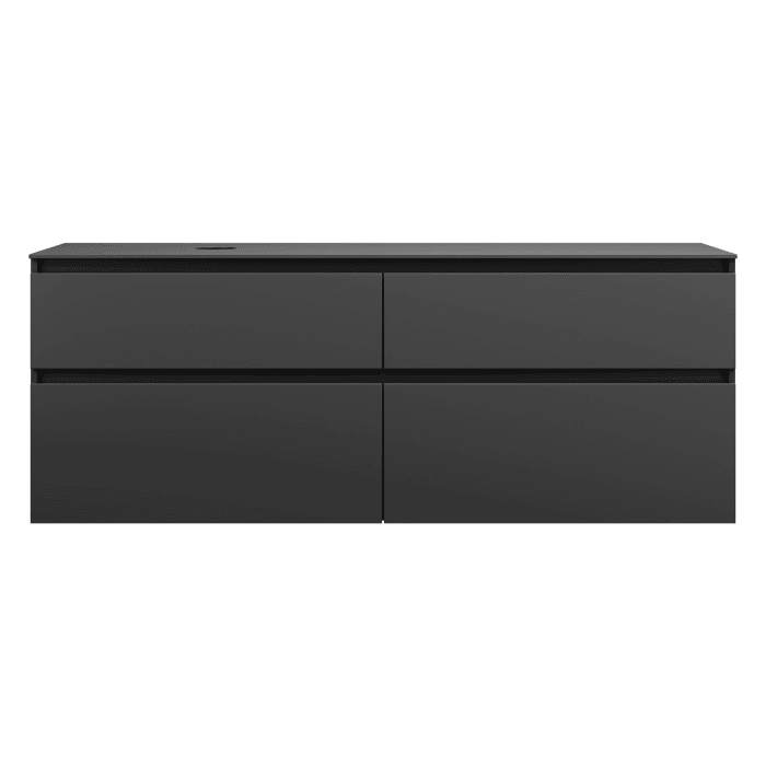 burgbad Lin20 Waschtischunterschrank mit Konsolenplatte 160 cm, 4 Auszüge, Beckenausschnitt links