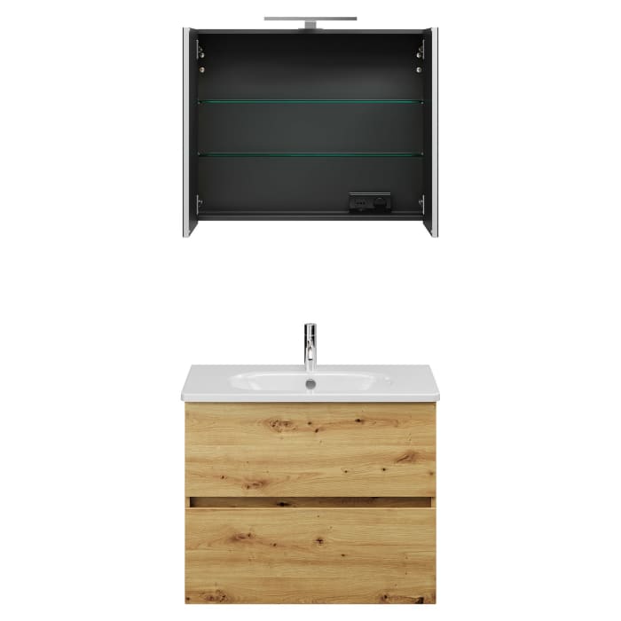 burgbad Liniq Badmöbel Set 80,5 cm mit LED-Spiegelschrank