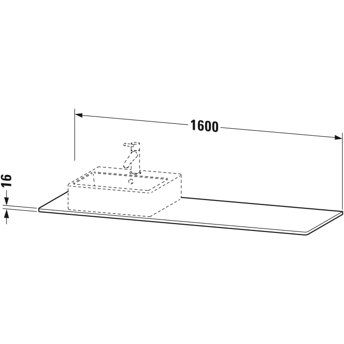 Duravit XSquare Konsole 160 cm, ohne Ausschnitt