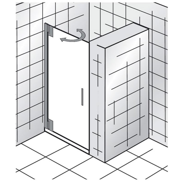 HSK K2P Drehtür 90 cm, Anschlag links mit Stangengriff lang