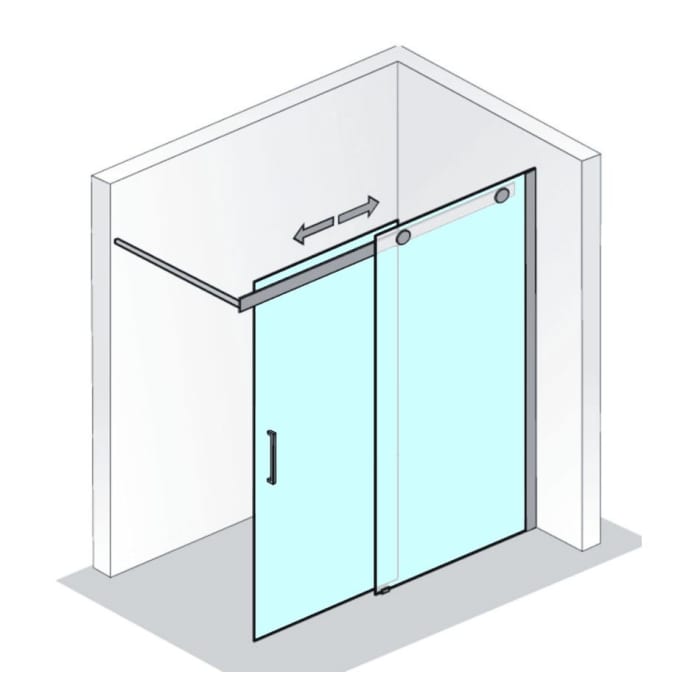 HSK Walk In K2P Gleittür 2-teilig, 120 cm, Anschlag links, mit Riegelgriff K2