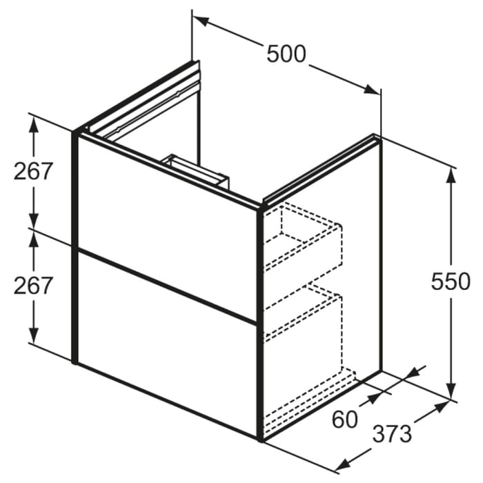 Ideal Standard Conca Waschtischunterschrank 50 cm mit 2 Auszügen für Möbelwaschtisch