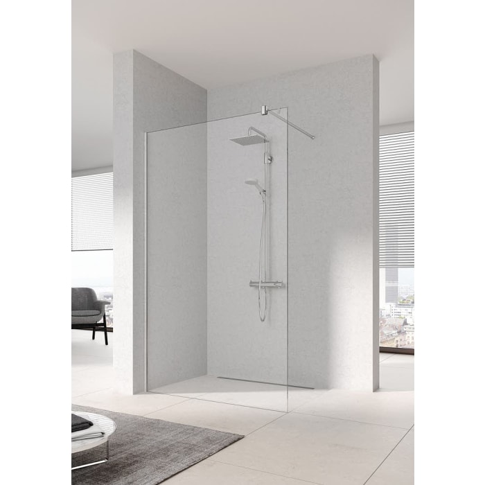 Kermi MENA teilgerahmte WALK-IN Wall mit 90° Stabilisierung 120 cm, schmales Profil