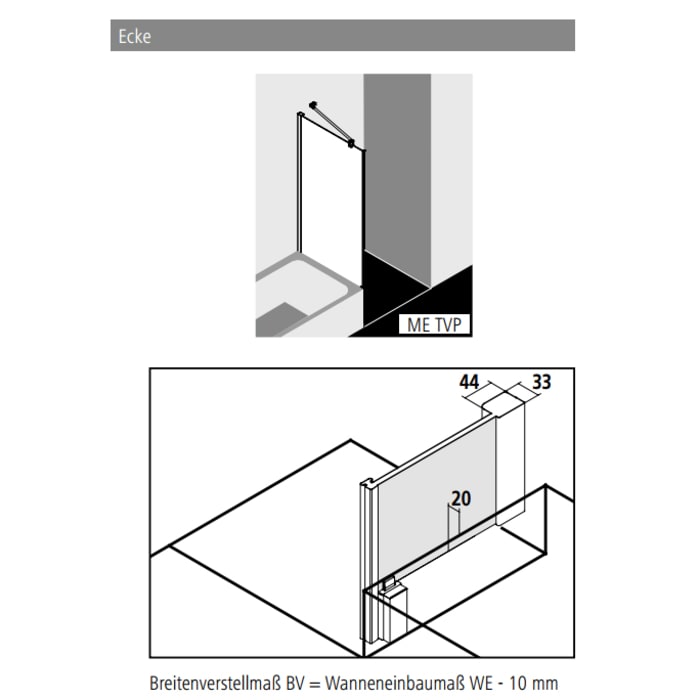 Kermi MENA teilgerahmte, verkürzte Seitenwand für Pendeltür, 80 cm