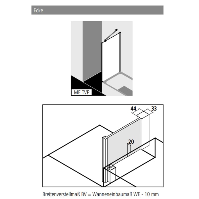 Kermi MENA teilgerahmte, verkürzte Seitenwand für Pendeltür, 90 cm