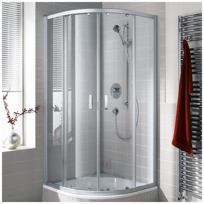 Kermi Ibiza 2000 Viertelkreis-Duschkabine mit Gleittüren 90 x 80 x 185 cm, Radius 50 cm