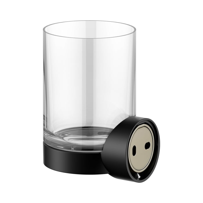 Keuco Reva Black Selection Glashalter mit Echtkristall-Glas