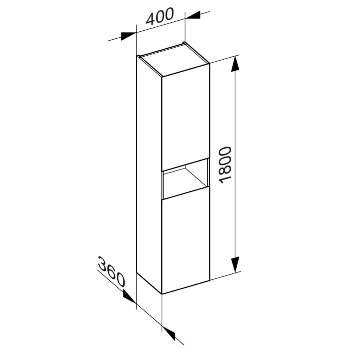Keuco Stageline Hochschrank 40 x 180 cm, Anschlag links, mit LED-Fachbeleuchtung