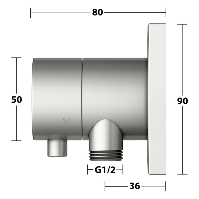 Keuco IXMO Umstellventil für 3 Verbraucher, Unterputz, mit Schlauchanschluss, Rosette eckig
