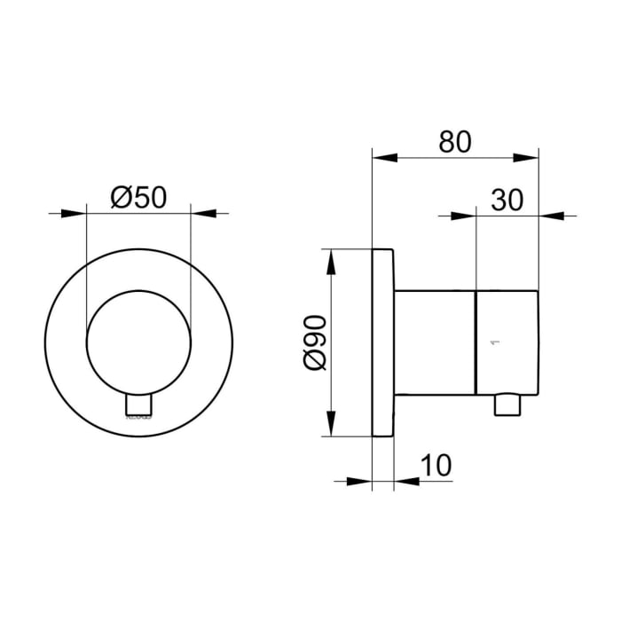 Keuco IXMO Ab- und Umstellventil für 2 Verbraucher, Unterputz, Rosette rund