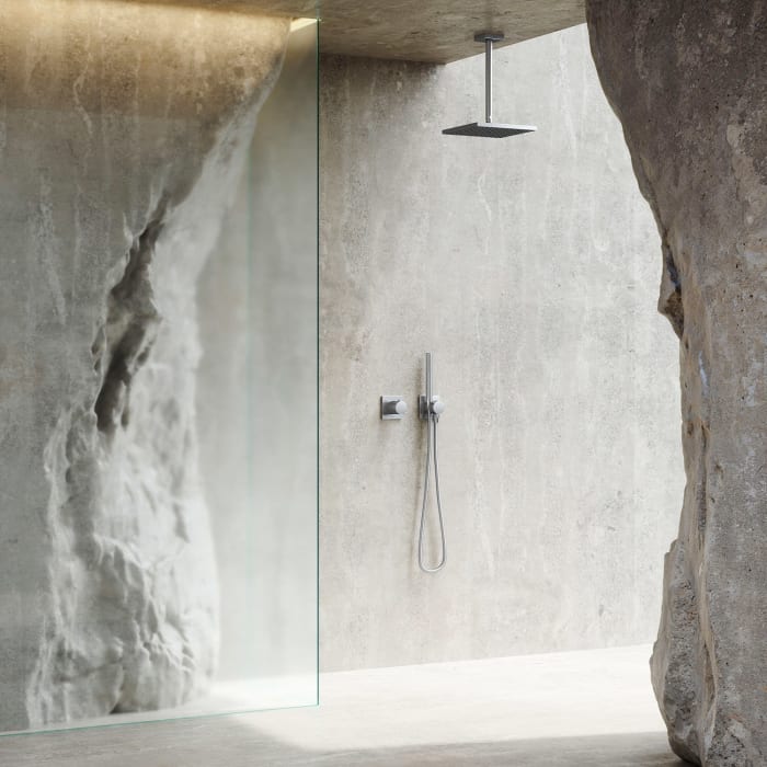 Keuco IXMO Ab- und Umstellventil für 2 Verbraucher, Unterputz, mit Schlauchanschluss und Brausehalter, Rosette eckig