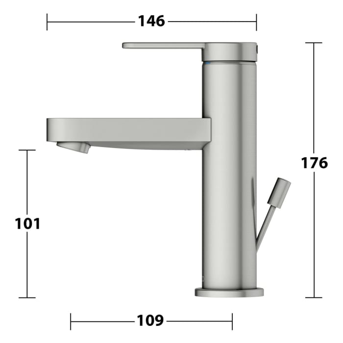 Keuco IXMO Flat Einhebel-Waschtischmischer 100, mit Zugstangen-Ablaufgarnitur
