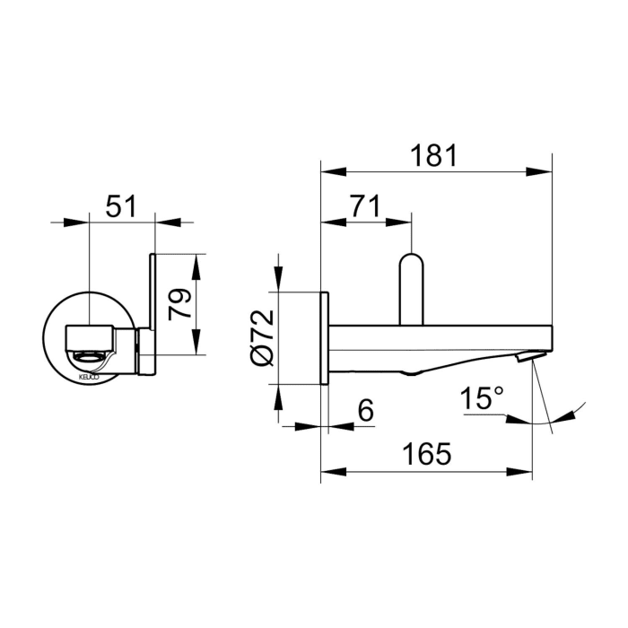 Keuco IXMO Flat Einhebel-Waschtischmischer Unterputz, Ausladung 16,5 cm, rund