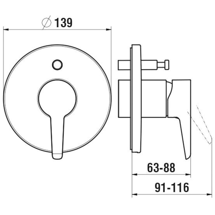 LAUFEN PURE Einhebel-Wannenmischer mit Rohrunterbrecher, Unterputz