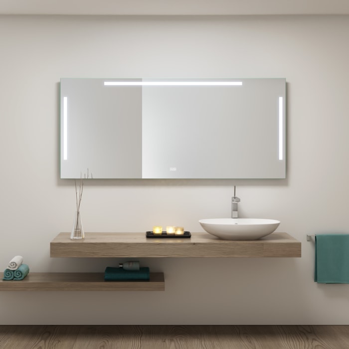 Megabad Profi Collection Loft LED Badspiegel 180 x 80 cm mit Dimmer und Spiegelheizung