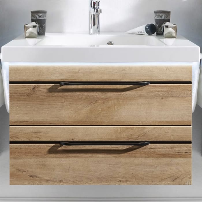 Pelipal Balto Waschtischkombination mit Mineralmarmorwaschtisch 64,5 cm, Griff V2