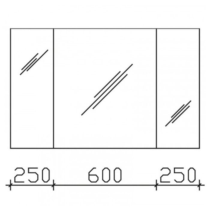 Pelipal S30 Spiegelschrank, 3-türig ohne Beleuchtung 120 x 17 x 70,3 cm mit LED Waschplatzbeleuchtung 65 cm