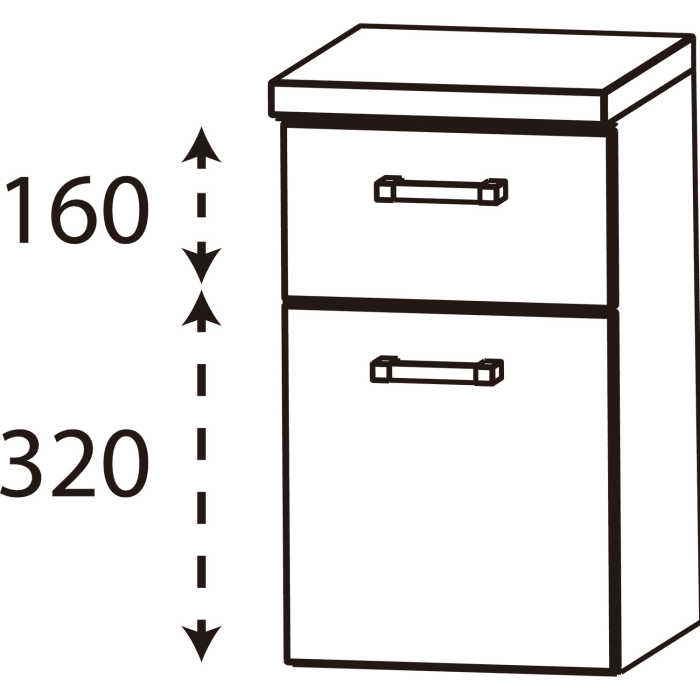 Puris b • bright Unterschrank 30 x 30 x 50,8 cm mit 1 Tür und 1 Auszug, Anschlag links