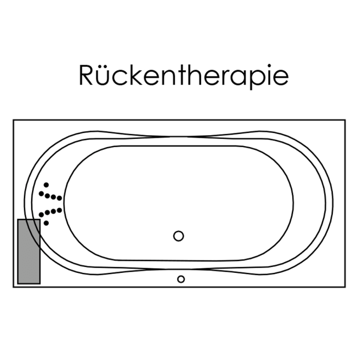 Repabad Pluto 190 Rechteck-Badewanne mit Rückentherapie und Wannenbefüllung Trio Ablaufgarnitur
