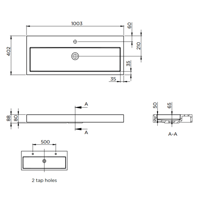 Riho Spring VOW Waschtisch-Set inkl. Spiegelschrank, mit Gehrung 100 x 40 cm