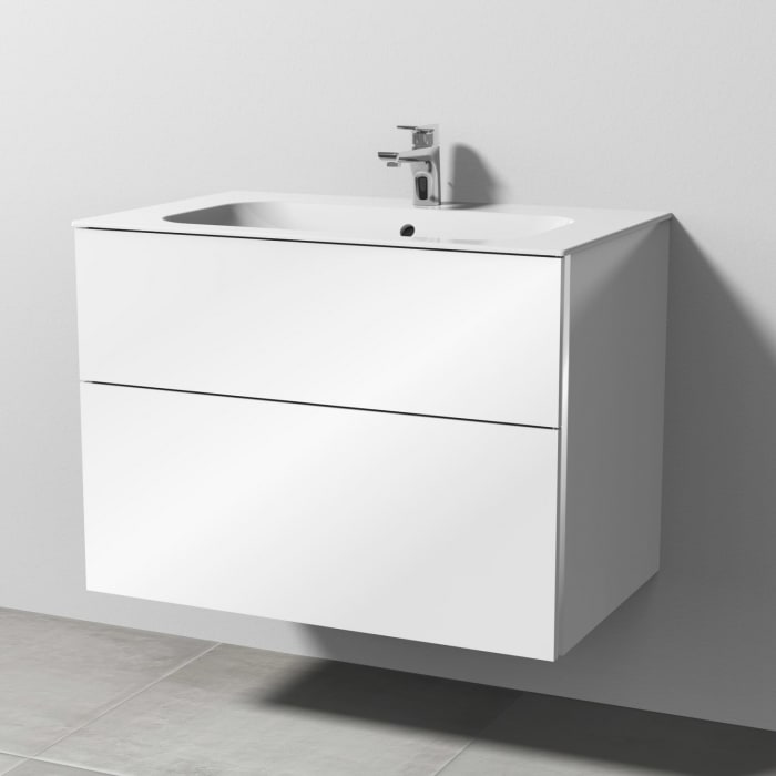 Sanipa 3way Unterschrank 80 cm, 2 Auszüge, Push to open mit Villeroy & Boch Finion Waschtisch